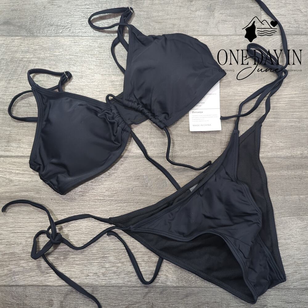 Zonsaoja Keyhole Tie Side Bikini Swimsuit Size M